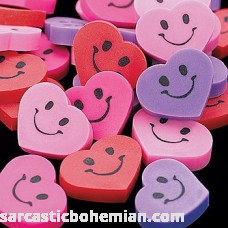 144 Mini Smile Face Heart Erasers 3 4 Inch B00ATS0DWI